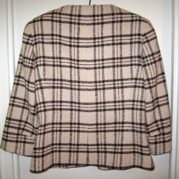 Light Pink Window Pane Plaid Jacket Wool Alpaca Blend Blazer - Picture 4 of 4